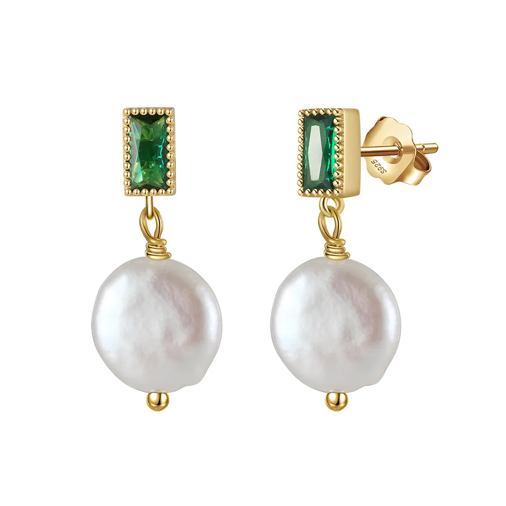 925 Sterling Silver Fresh Water Pearl Zirconia Stud Earring 40500033