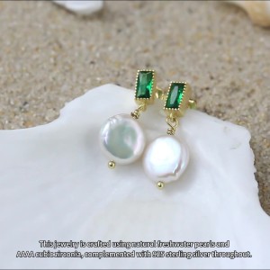 925 Sterling Silver Fresh Water Pearl Zirconia Stud Earring 40500033