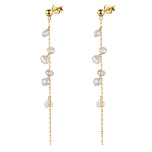 925 Sterling Silver Baroque Fresh Water Pearl Tassel Stud Earring 40500035