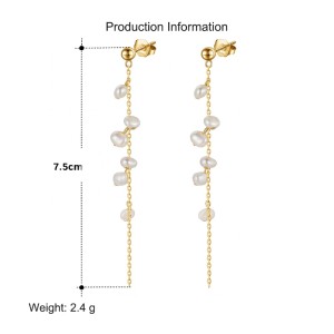 925 Sterling Silver Baroque Fresh Water Pearl Tassel Stud Earring 40500035