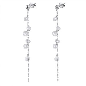 925 Sterling Silver Baroque Fresh Water Pearl Tassel Stud Earring 40500035