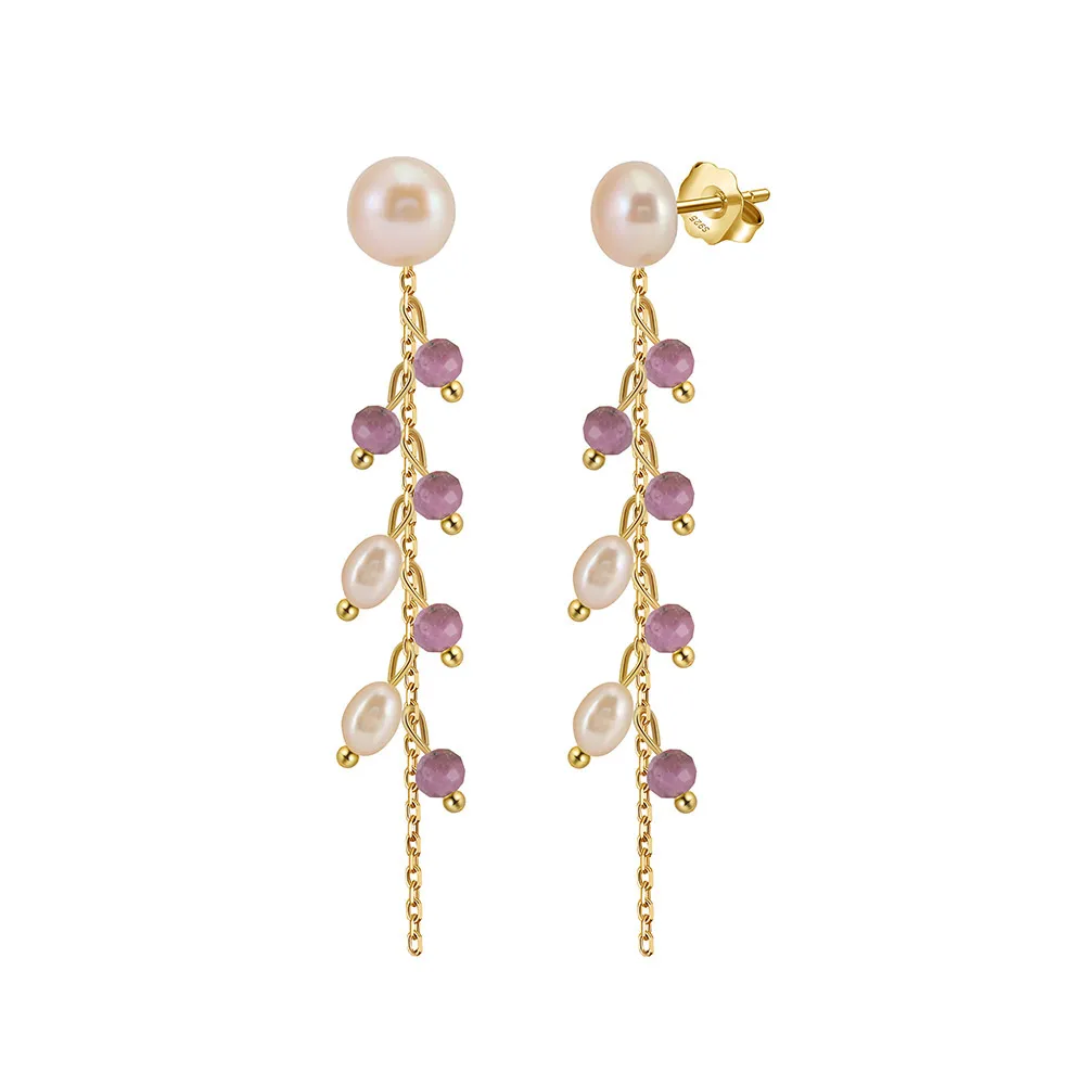 925 Sterling Silver Fresh Water Pearl Micarex Tassel Earring 40500036