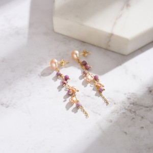 925 Sterling Silver Fresh Water Pearl Micarex Tassel Earring 40500036