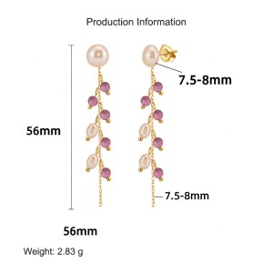 925 Sterling Silver Fresh Water Pearl Micarex Tassel Earring 40500036