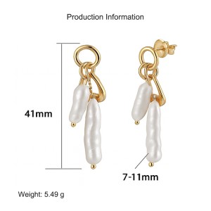 925 Sterling Silver Irregular Baroque Fresh Water Pearl Earring 40500038