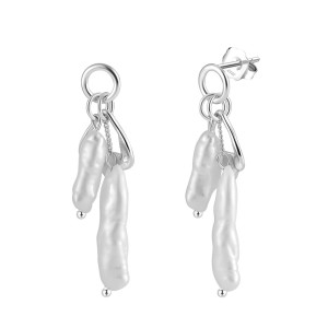 925 Sterling Silver Irregular Baroque Fresh Water Pearl Earring 40500038