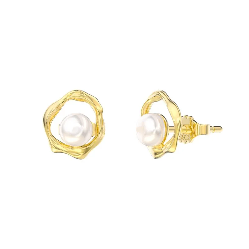 925 Sterling Silver Mobius Fresh Water Pearl Stud Earring 40500041