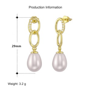 925 Sterling Silver Fresh Water Pearl Chain Stud Earring 40500042