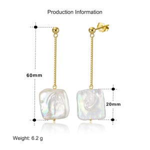 925 Sterling Silver Baroque Fresh Water Pearl Stud Earring 40500047
