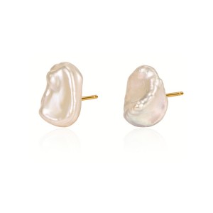 925 Sterling Silver Baroque Fresh Water Pearl Stud Earring 40500048