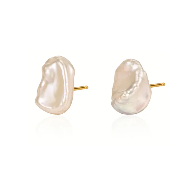 925 Sterling Silver Baroque Fresh Water Pearl Stud Earring 40500048