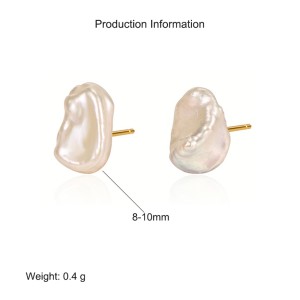 925 Sterling Silver Baroque Fresh Water Pearl Stud Earring 40500048