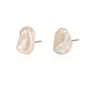 925 Sterling Silver Baroque Fresh Water Pearl Stud Earring 40500048