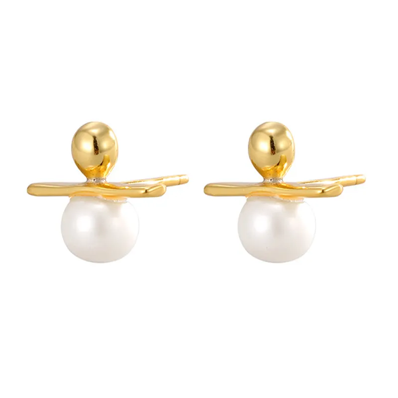 925 Sterling Silver Line Fresh Water Pearl Stud Earring 40500050