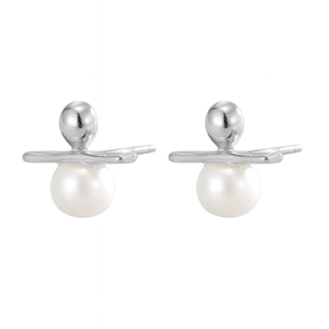 925 Sterling Silver Line Fresh Water Pearl Stud Earring 40500050