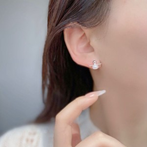 925 Sterling Silver Line Fresh Water Pearl Stud Earring 40500050