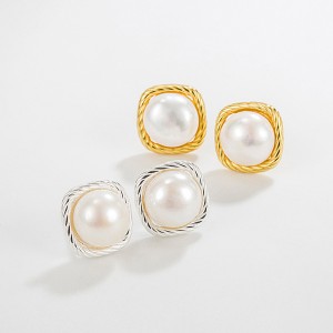 925 Sterling Silver Vintage Fresh Water Pearl Stud Earring 40500052