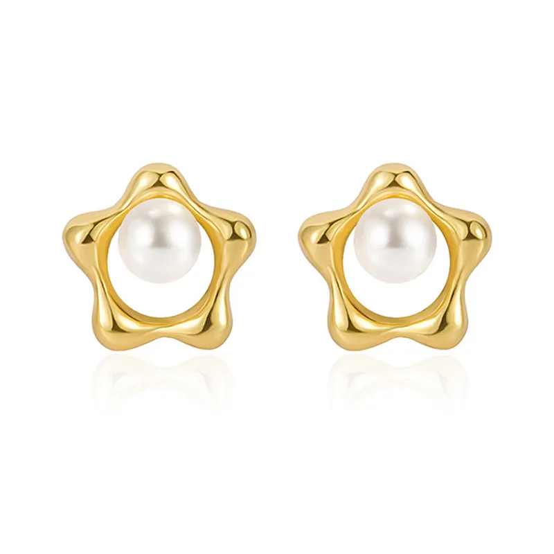 925 Sterling Silver Flower Fresh Water Pearl Stud Earring 40500053