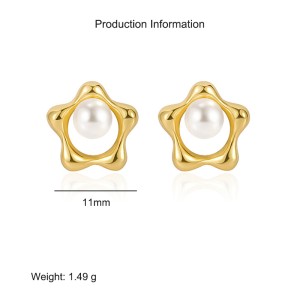 925 Sterling Silver Flower Fresh Water Pearl Stud Earring 40500053