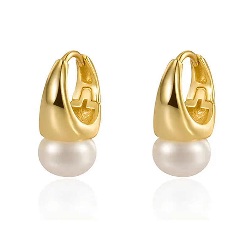 925 Sterling Silver Fresh Water Pearl Hoop Earring 40500058