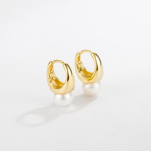 925 Sterling Silver Fresh Water Pearl Hoop Earring 40500058