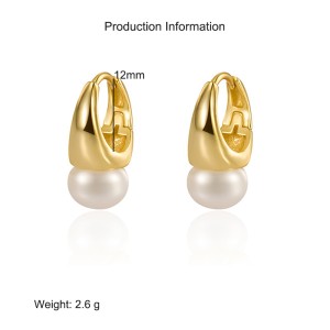 925 Sterling Silver Fresh Water Pearl Hoop Earring 40500058