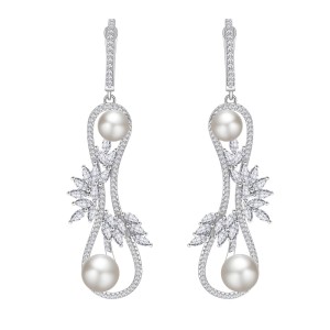S925 Zirconia Infinity Fresh Water Pearl Stud Earring 40500060