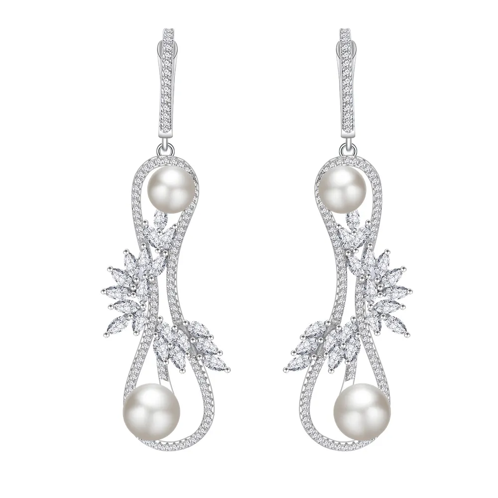 S925 Zirconia Infinity Fresh Water Pearl Stud Earring 40500060