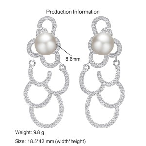 S925 Zirconia Cloudy Fresh Water Pearl Party Stud Earring 40500061