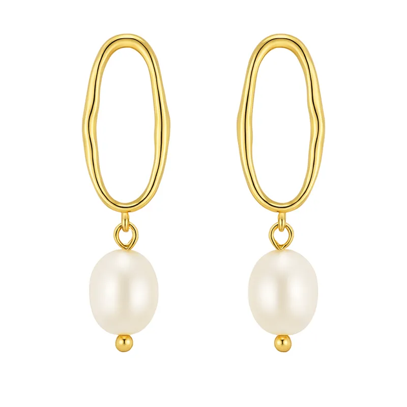 925 Sterling Silver Irregular Fresh Water Pearl Stud Earring 40500063