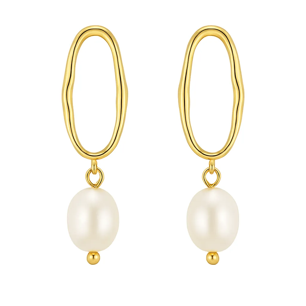 925 Sterling Silver Irregular Fresh Water Pearl Stud Earring 40500063