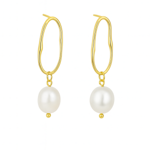 925 Sterling Silver Irregular Fresh Water Pearl Stud Earring 40500063