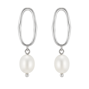 925 Sterling Silver Irregular Fresh Water Pearl Stud Earring 40500063