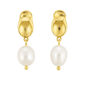 925 Sterling Silver Irregular Fresh Water Pearl Stud Earring 40500064
