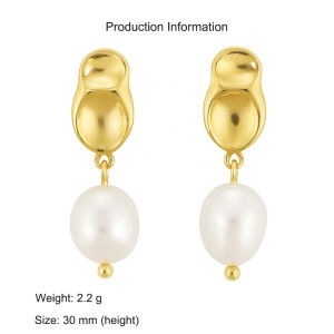 925 Sterling Silver Irregular Fresh Water Pearl Stud Earring 40500064