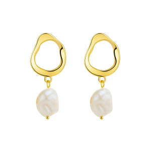 925 Sterling Silver Irregular Fresh Water Pearl Stud Earring 40500065