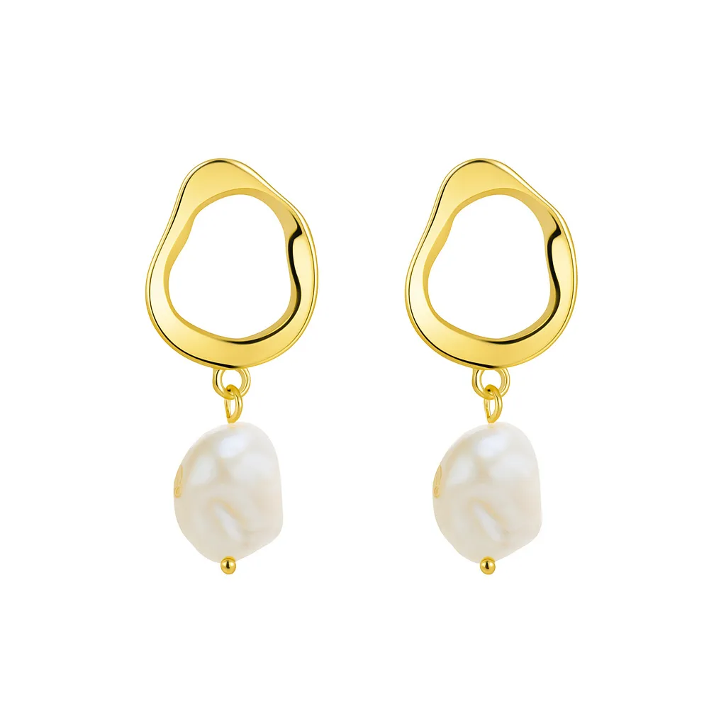 925 Sterling Silver Irregular Fresh Water Pearl Stud Earring 40500065