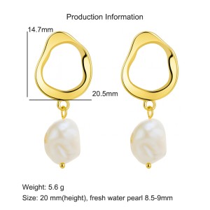 925 Sterling Silver Irregular Fresh Water Pearl Stud Earring 40500065