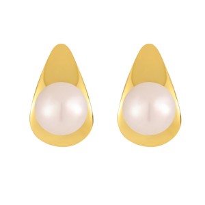925 Sterling Silver Fresh Water Pearl Geometric Stud Earring 40500069