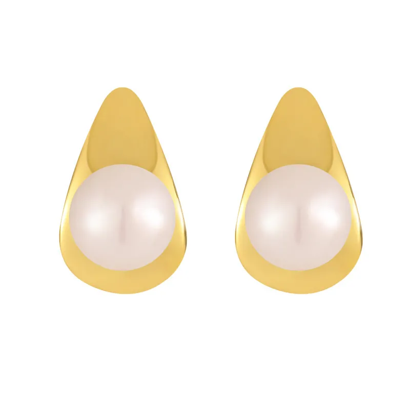 925 Sterling Silver Fresh Water Pearl Geometric Stud Earring 40500069