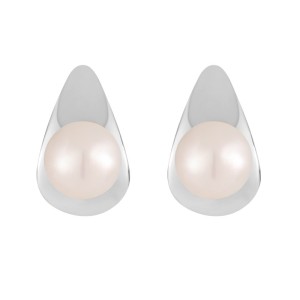 925 Sterling Silver Fresh Water Pearl Geometric Stud Earring 40500069
