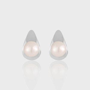 925 Sterling Silver Fresh Water Pearl Geometric Stud Earring 40500069