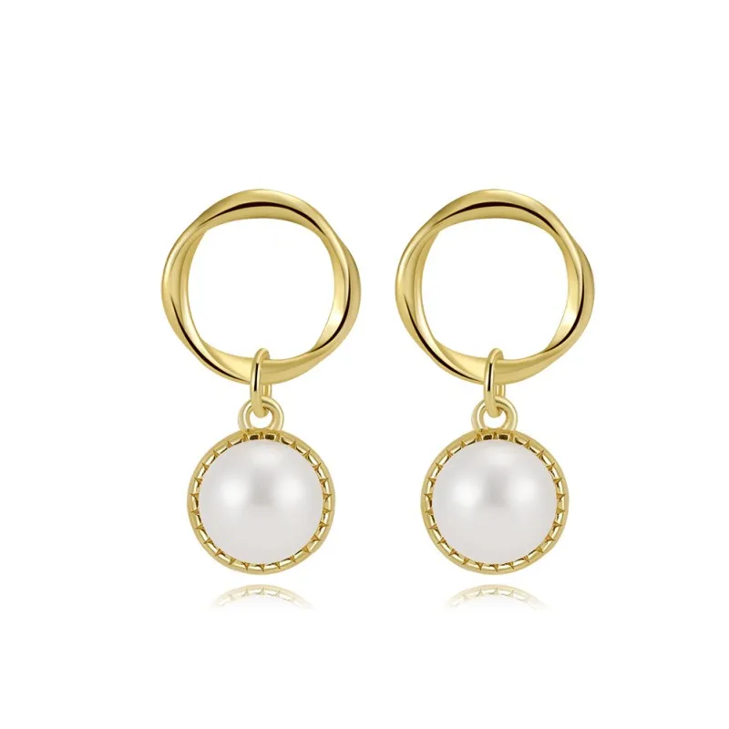 925 Sterling Silver Twisted Hoop Pearl Drop Earring 40500074