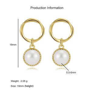 925 Sterling Silver Twisted Hoop Pearl Drop Earring 40500074