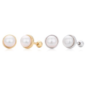 925 Sterling Silver Natural Pearl Stud Screw Earring 40500076
