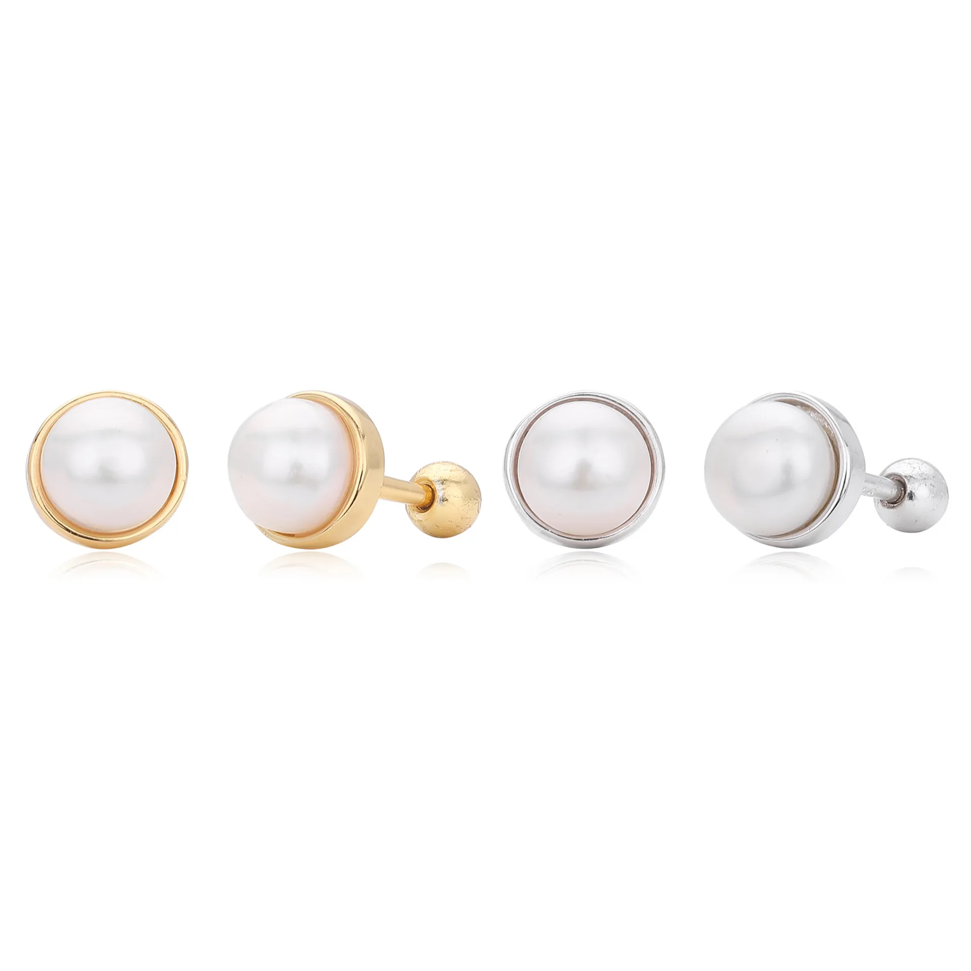 925 Sterling Silver Natural Pearl Stud Screw Earring 40500076