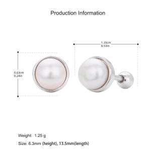 925 Sterling Silver Natural Pearl Stud Screw Earring 40500076