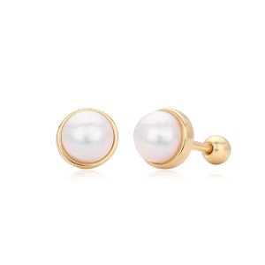 925 Sterling Silver Natural Pearl Stud Screw Earring 40500076