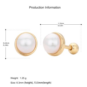 925 Sterling Silver Natural Pearl Stud Screw Earring 40500076