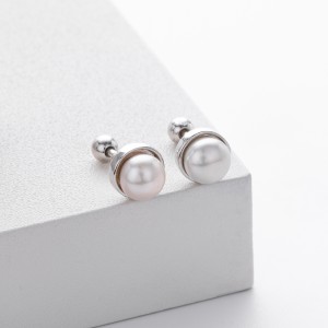 925 Sterling Silver Natural Pearl Stud Screw Earring 40500076